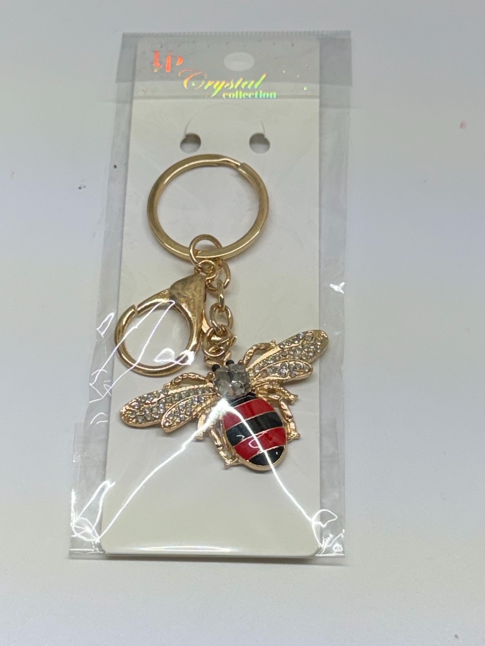 Gold Bee Keychain with Red and Black